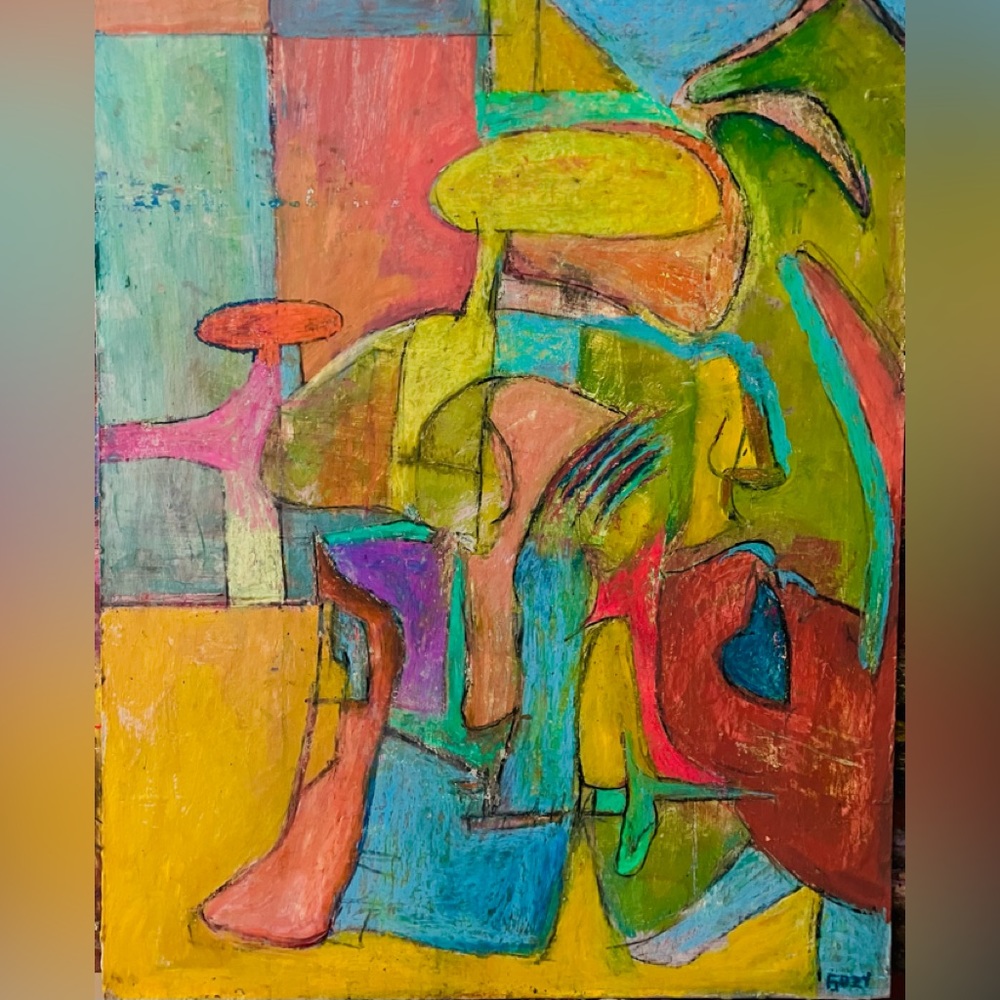 Untitled figurative, painting, pastel, oils, oil stick